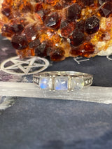 Rainbow Moonstone Silver Ring Size 11 #1"