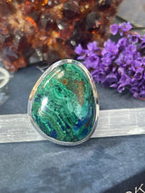 Azurite Silver Ring Size 10 #1 - “I am moving into alignment with my inner healing”.