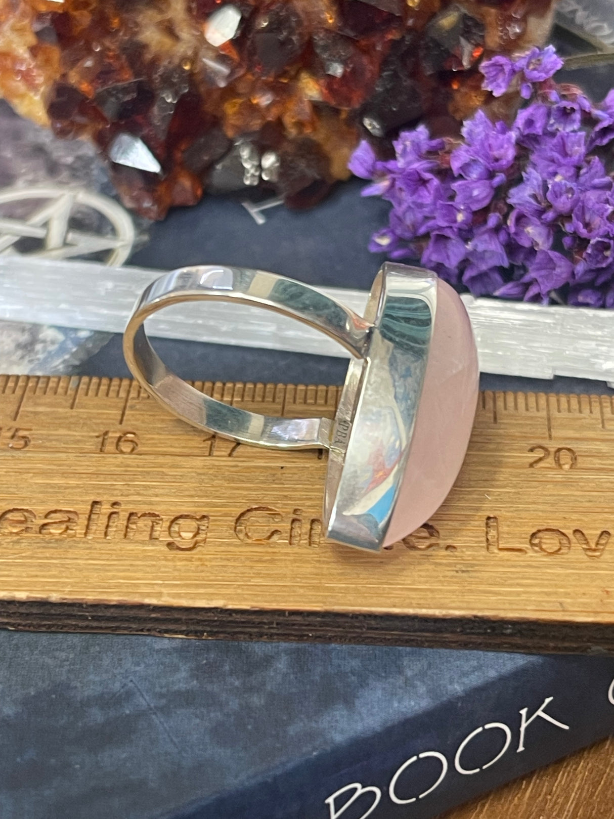 Rose Quartz Silver Ring Size 10 #2 - “I radiate love, beauty, confidence and grace”.