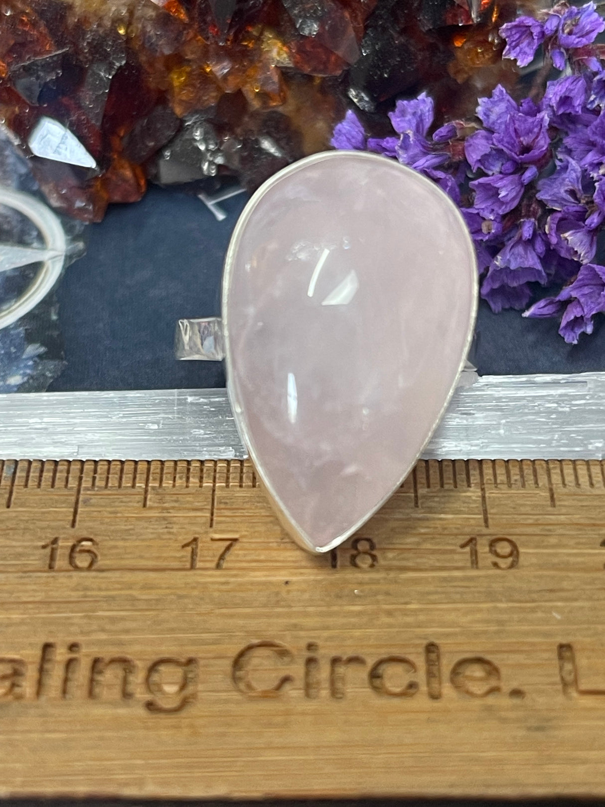 Rose Quartz Silver Ring Size 10 #2 - “I radiate love, beauty, confidence and grace”.