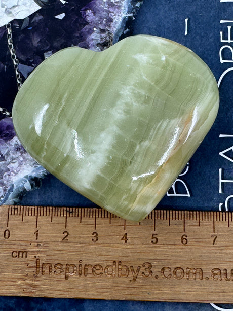 Green Onyx Puffy Heart 172g  - Inner Strength. Stress Relief.