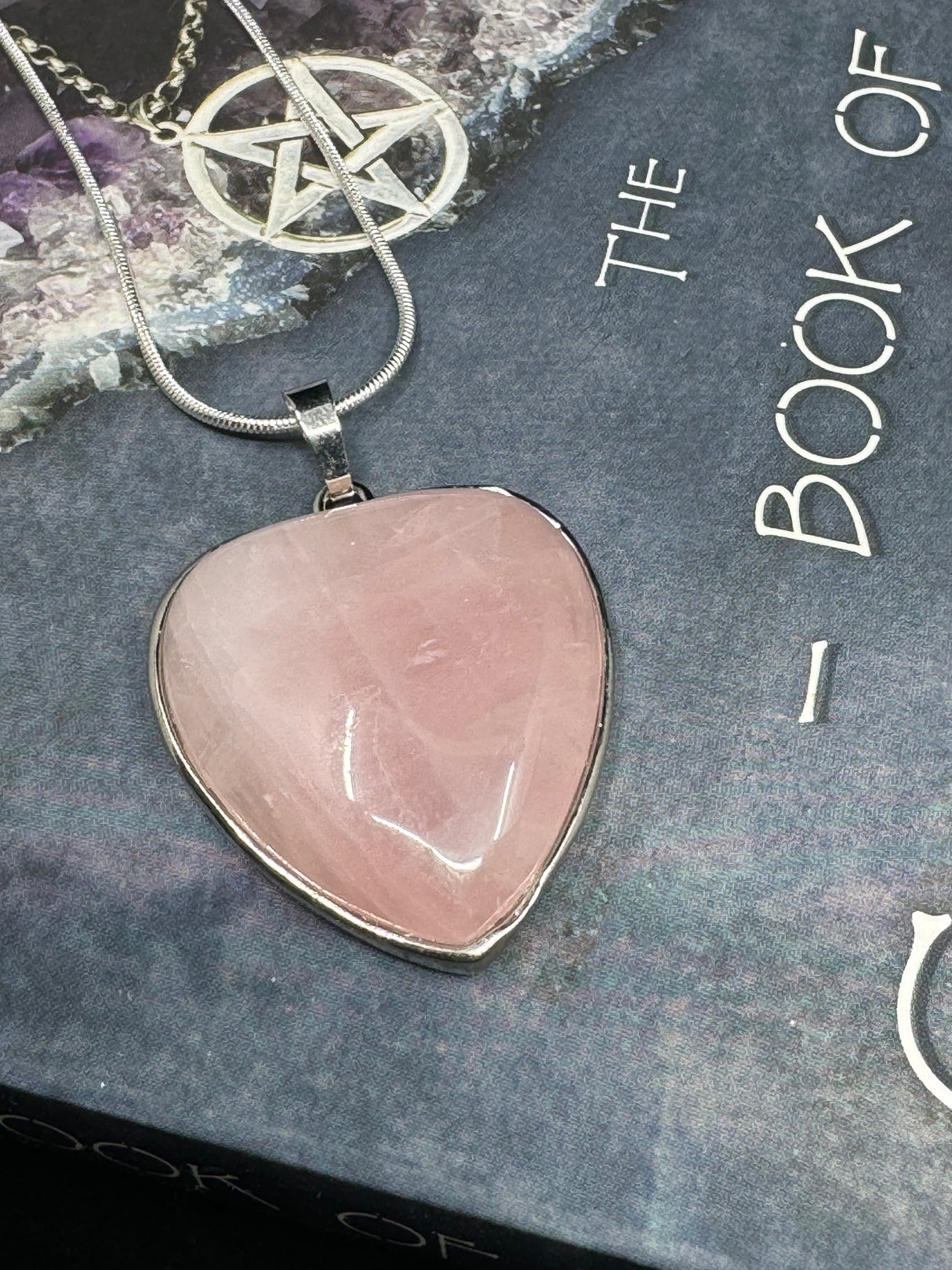 Rose Quartz Heart Pendant on Sterling Silver Chain - “I radiate love, beauty, confidence and grace”