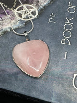 Rose Quartz Heart Pendant on Sterling Silver Chain - “I radiate love, beauty, confidence and grace”