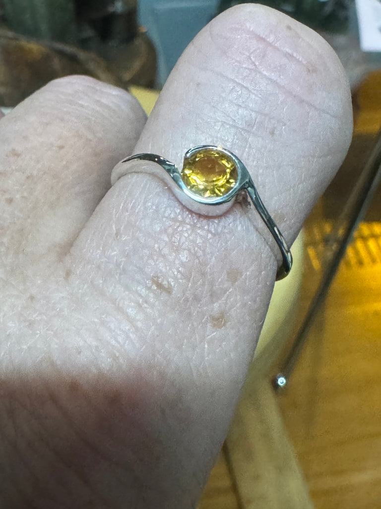 Citrine Silver Ring Size 9 - Manifestation. Abundance.