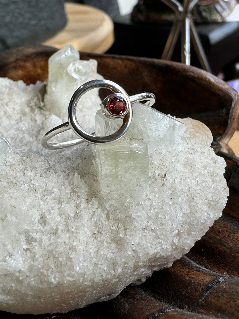 Garnet Silver Ring Size 9 - "I am passionate and enthusiastic in all areas of my life."