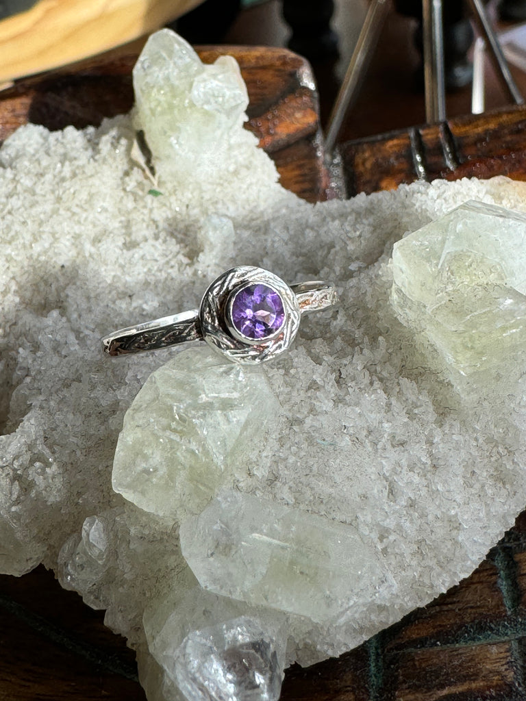 Amethyst Silver Ring Size 9 - "I am passionate and enthusiastic in all areas of my life."