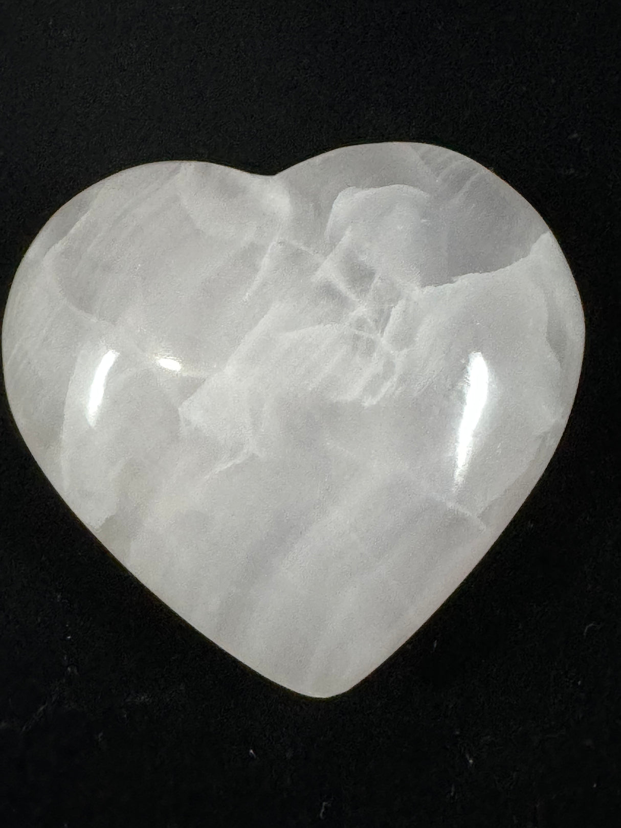 Mangano Calcite Heart 82g - For Motherhood & Self-love. “I am gentle & kind with myself”