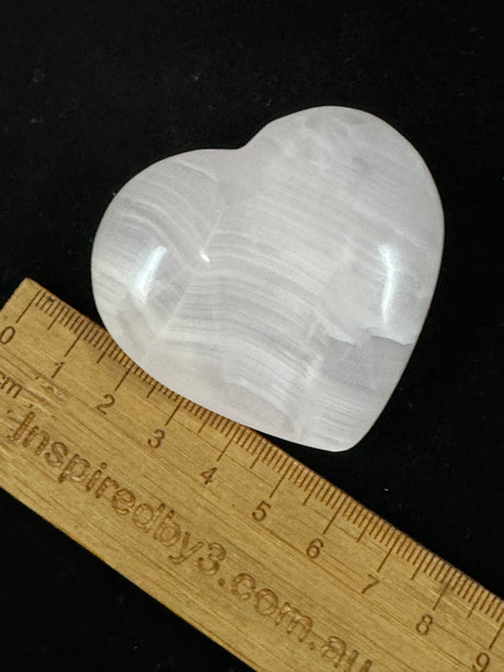 Mangano Calcite Heart 82g - For Motherhood & Self-love. “I am gentle & kind with myself”