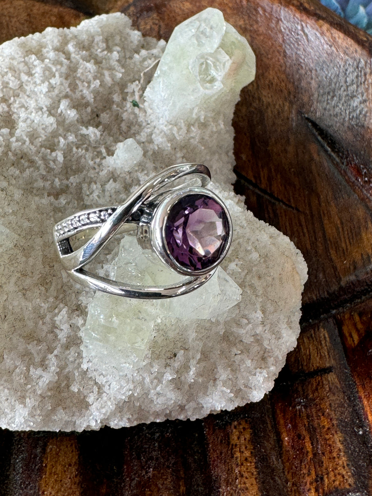 Amethyst Silver Ring Size 7 - “I trust my intuition and allow it to guide me each day”