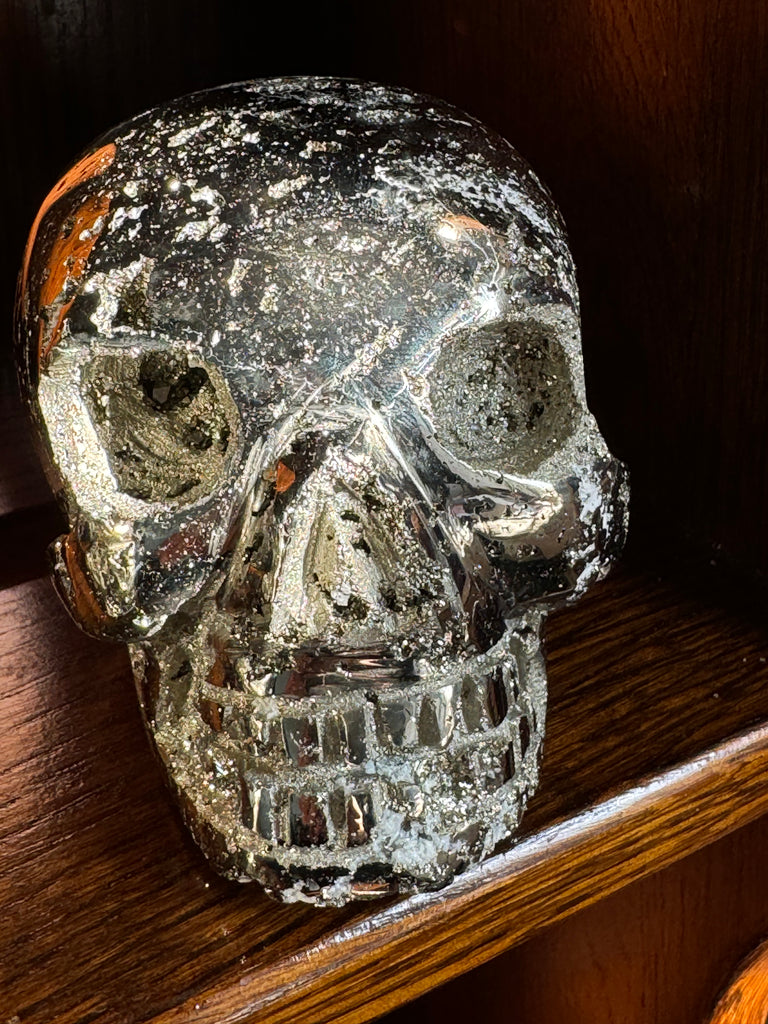 Pyrite Skull Carving #4 - 1.256kilos - Protection & Energy