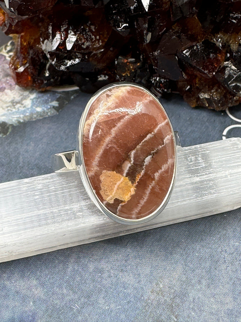 Rhodochrosite Ring Size 11 - "I gently release past pain with grace, compassion, and love."