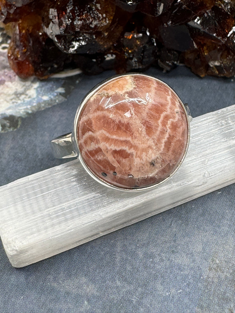 Rhodochrosite Ring Size 11 - "I gently release past pain with grace, compassion, and love."