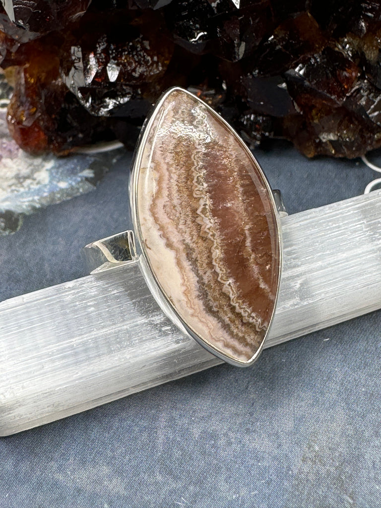 Rhodochrosite Ring Size 11 - "I gently release past pain with grace, compassion, and love."