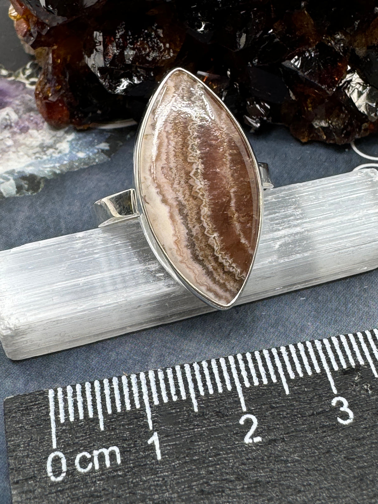 Rhodochrosite Ring Size 11 - "I gently release past pain with grace, compassion, and love."