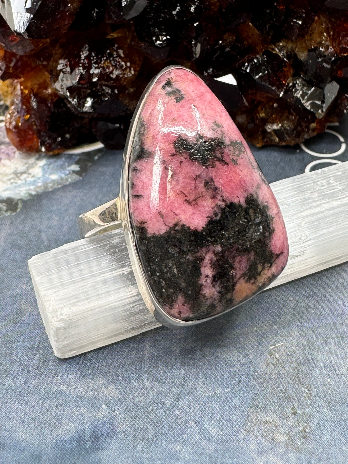 Rhodonite Ring Size 11 - “I am so thankful for all the blessings in my life”.