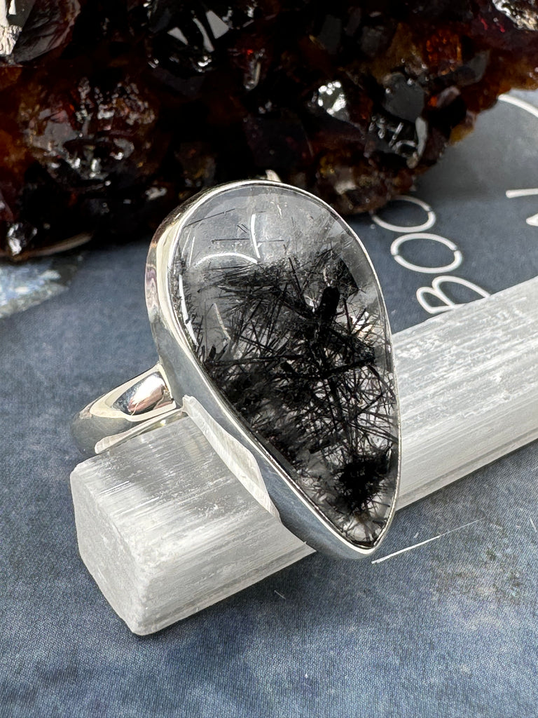 Tourmaline in Quartz Ring Size 11- "My mind, body, and spirit are protected and grounded."