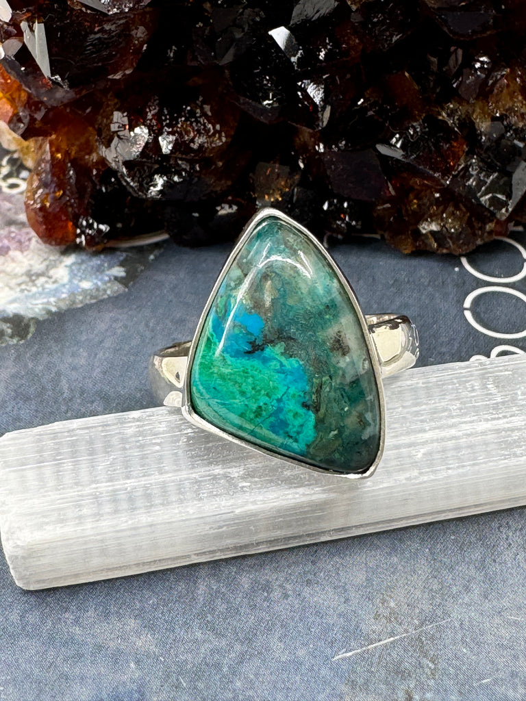 Chrysocolla Ring Size 11  - "I am not afraid to communicate my wisdom and truth."