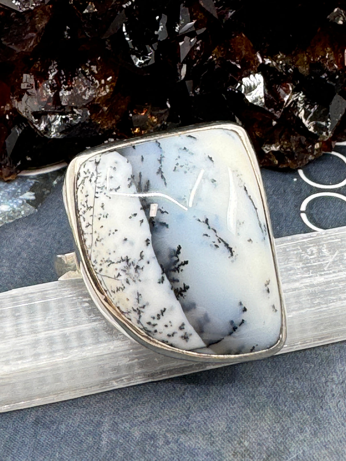 Dendritic Agate Ring Size 11  - Earth Healer