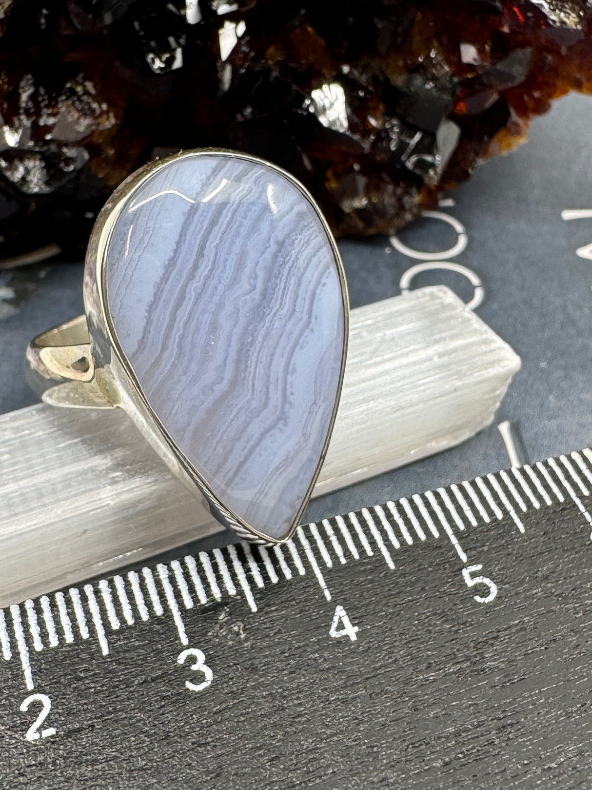 Blue Lace Agate Ring Size 11  - "I express my thoughts authentically and with clarity."