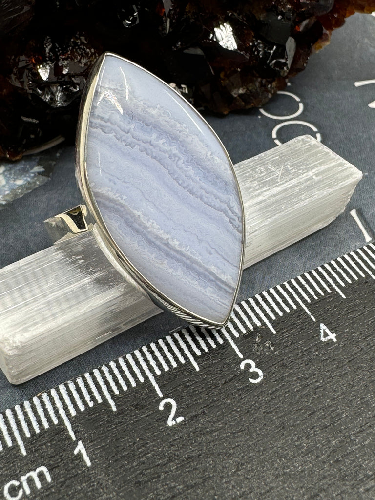 Blue Lace Agate Ring Size 11  - "I express my thoughts authentically and with clarity."