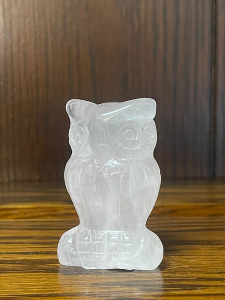 Rose Quartz Owl Carving  - “I radiate love, beauty, confidence and grace”.