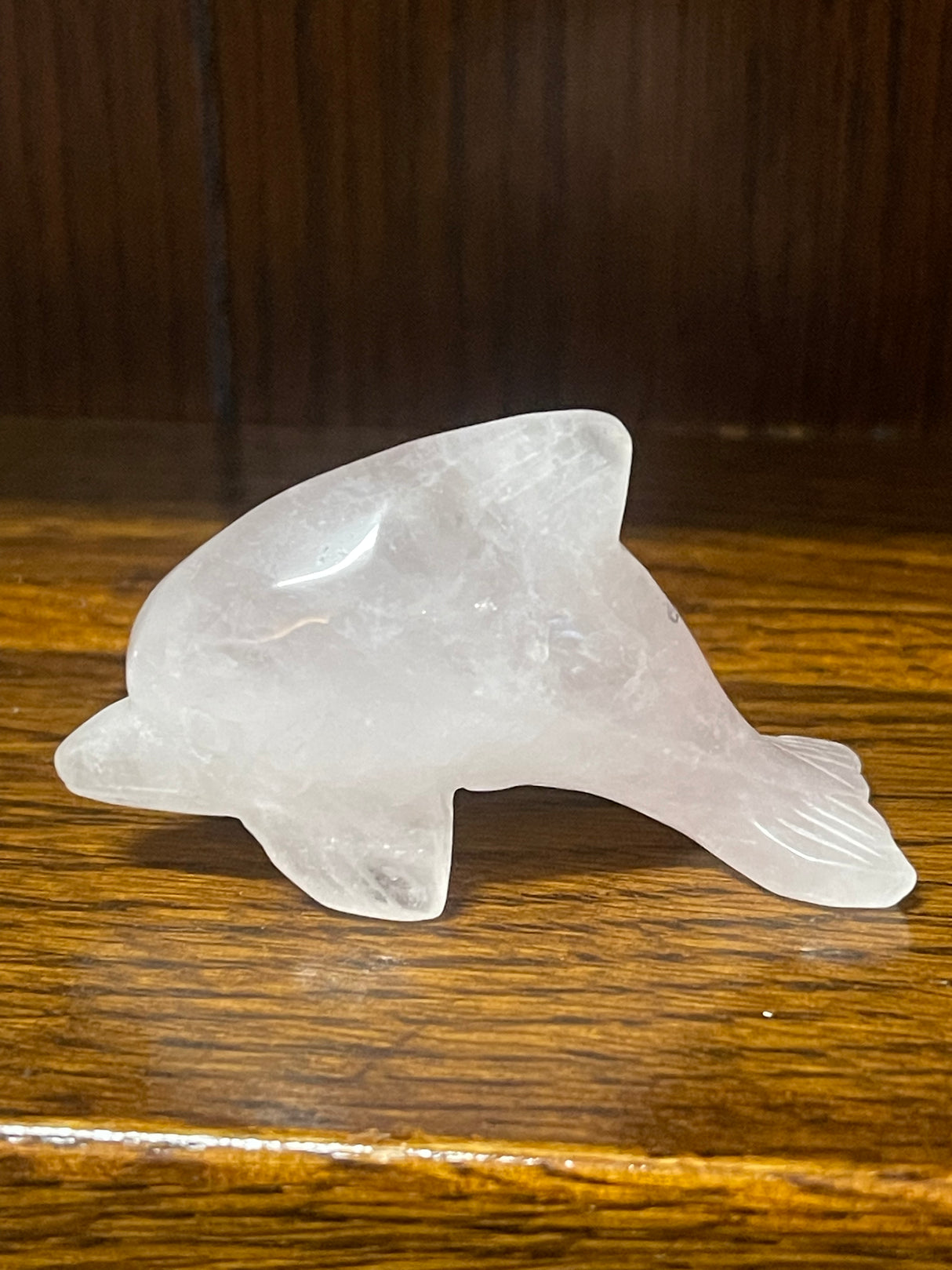 Rose Quartz Dolphin Carving 7cm - Love. Stress Relief