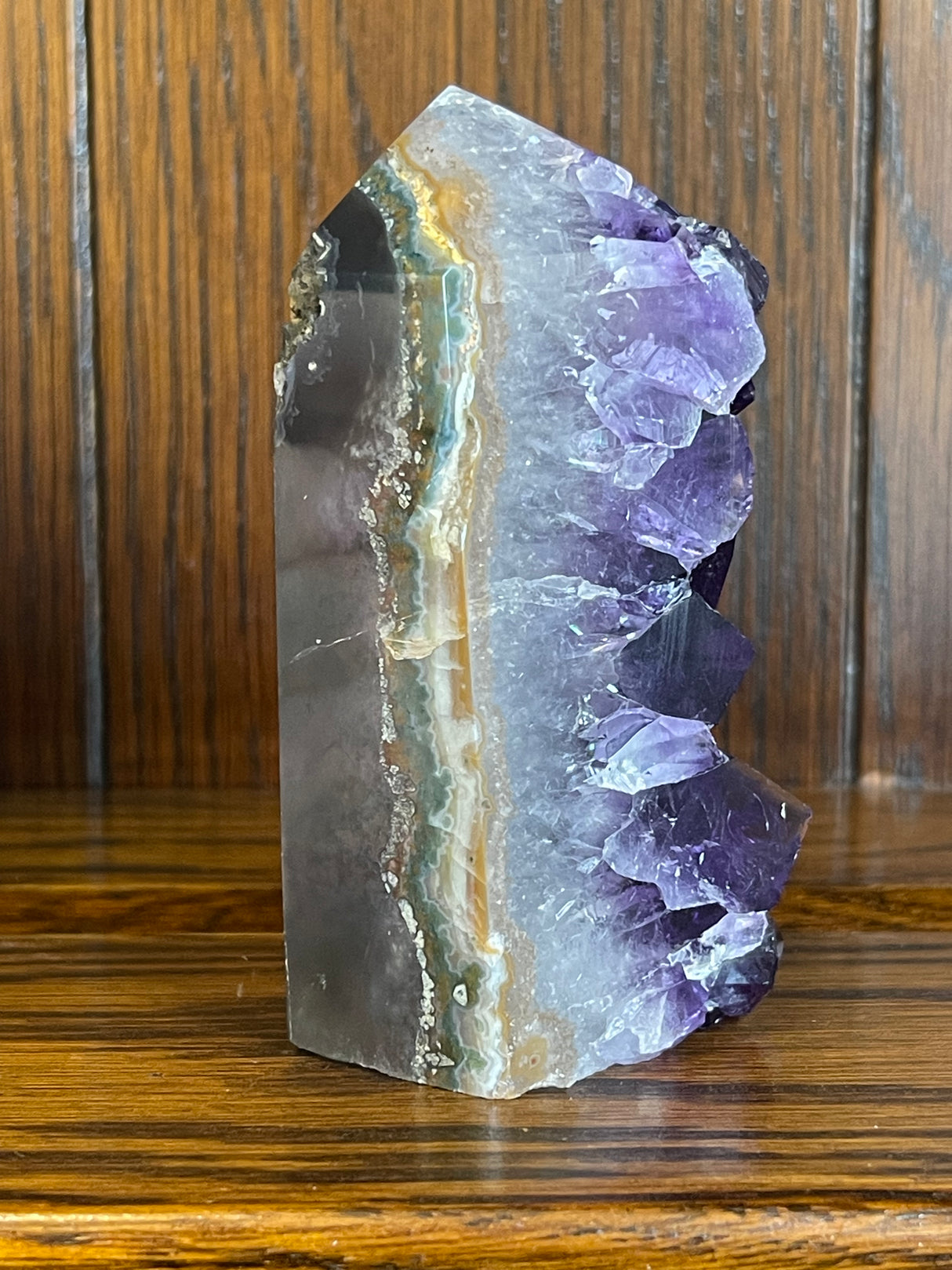 Amethyst Cluster Point A+ with polished back - #5 272g - “I trust my intuition and allow it to guide me each day”’