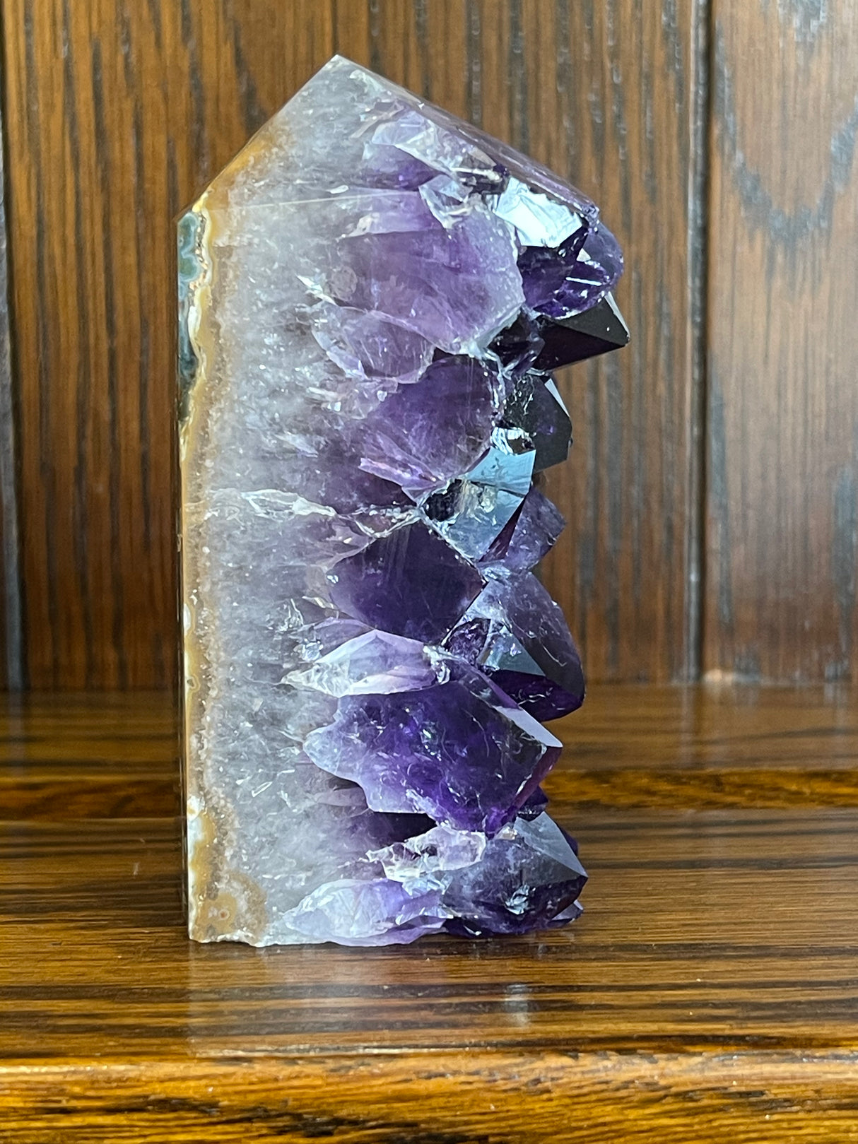 Amethyst Cluster Point A+ with polished back - #5 272g - “I trust my intuition and allow it to guide me each day”’