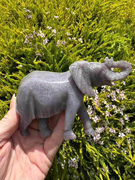 Lepidolite Elephant Carving