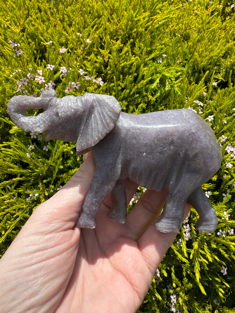 Lepidolite Elephant Carving