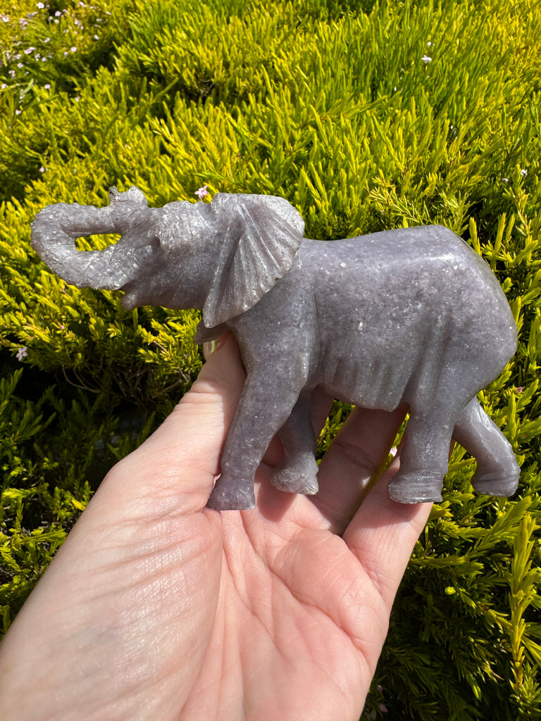 Lepidolite Elephant Carving