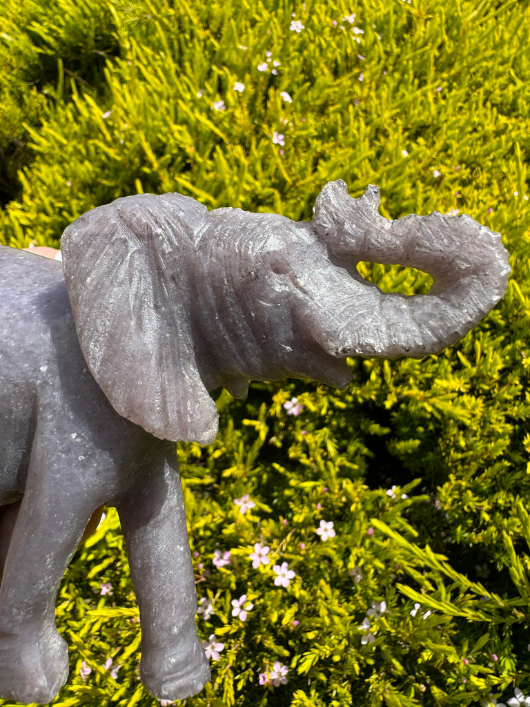 Lepidolite Elephant Carving