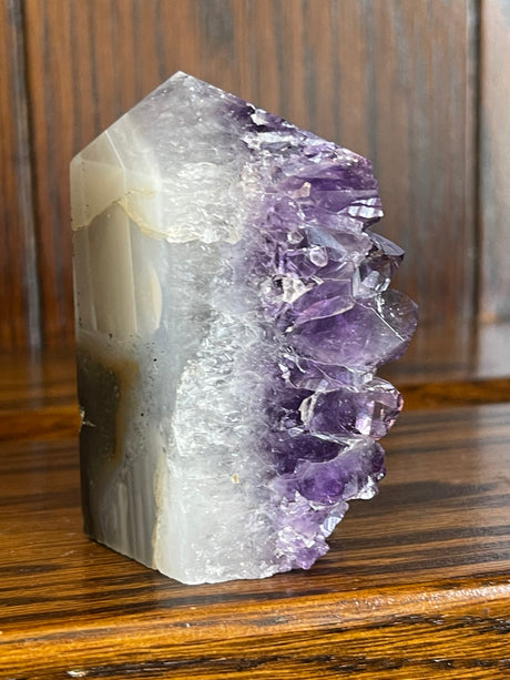 Amethyst Cluster Point A+ with polished back - #2 174g - “I trust my intuition and allow it to guide me each day”’