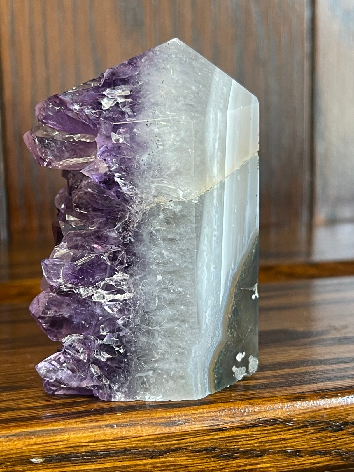 Amethyst Cluster Point A+ with polished back - #2 174g - “I trust my intuition and allow it to guide me each day”’