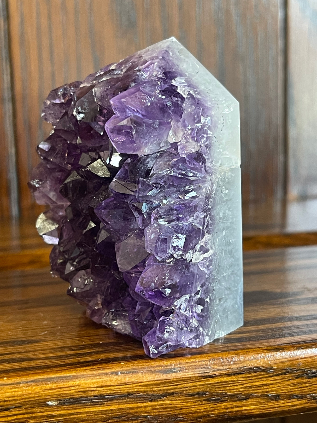 Amethyst Cluster Point A+ with polished back - #2 174g - “I trust my intuition and allow it to guide me each day”’