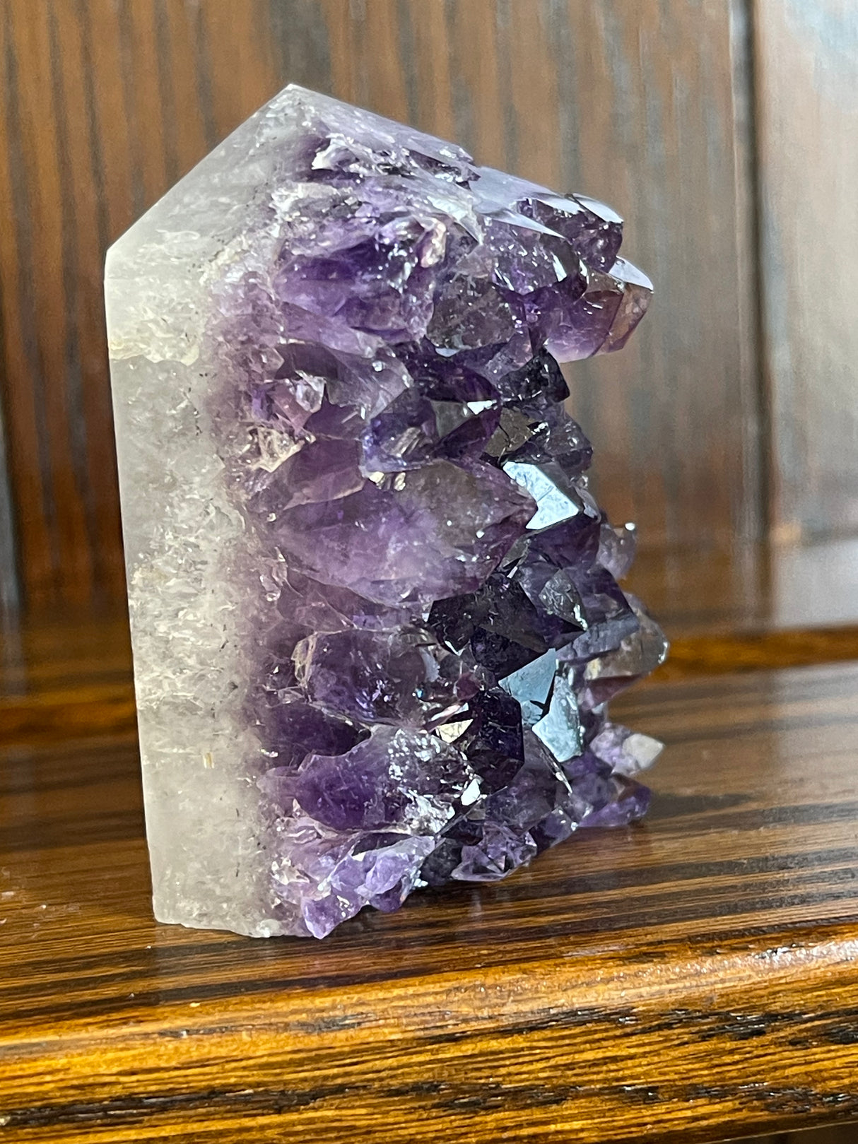 Amethyst Cluster Point A+ with polished back - #2 174g - “I trust my intuition and allow it to guide me each day”’