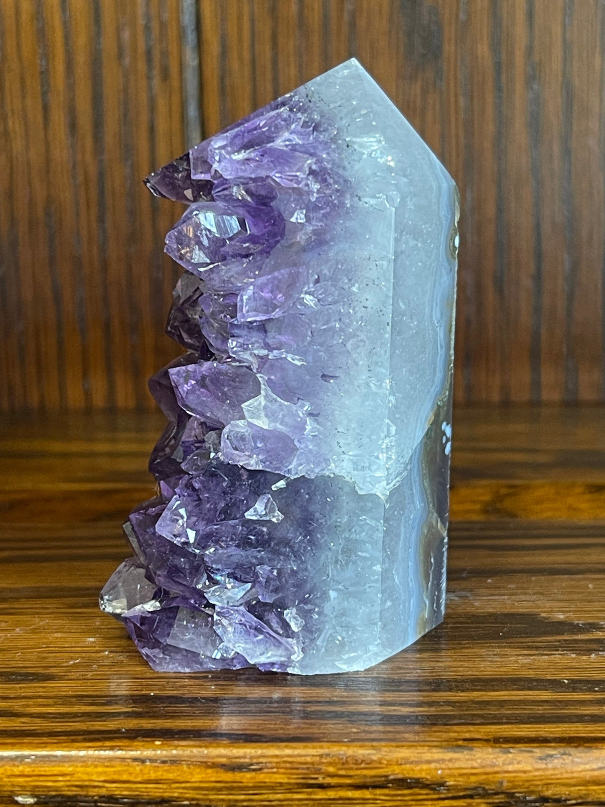 Amethyst Cluster Point A+ with polished back - #1 155g - “I trust my intuition and allow it to guide me each day”’