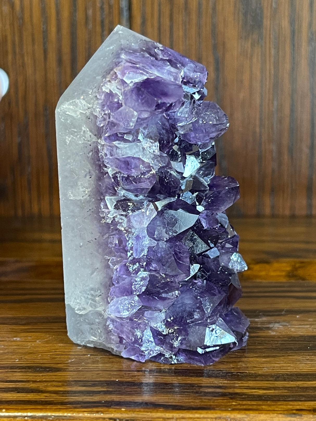 Amethyst Cluster Point A+ with polished back - #1 155g - “I trust my intuition and allow it to guide me each day”’