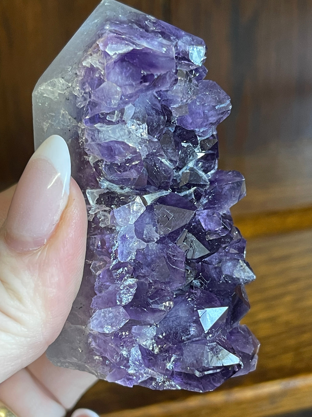 Amethyst Cluster Point A+ with polished back - #1 155g - “I trust my intuition and allow it to guide me each day”’