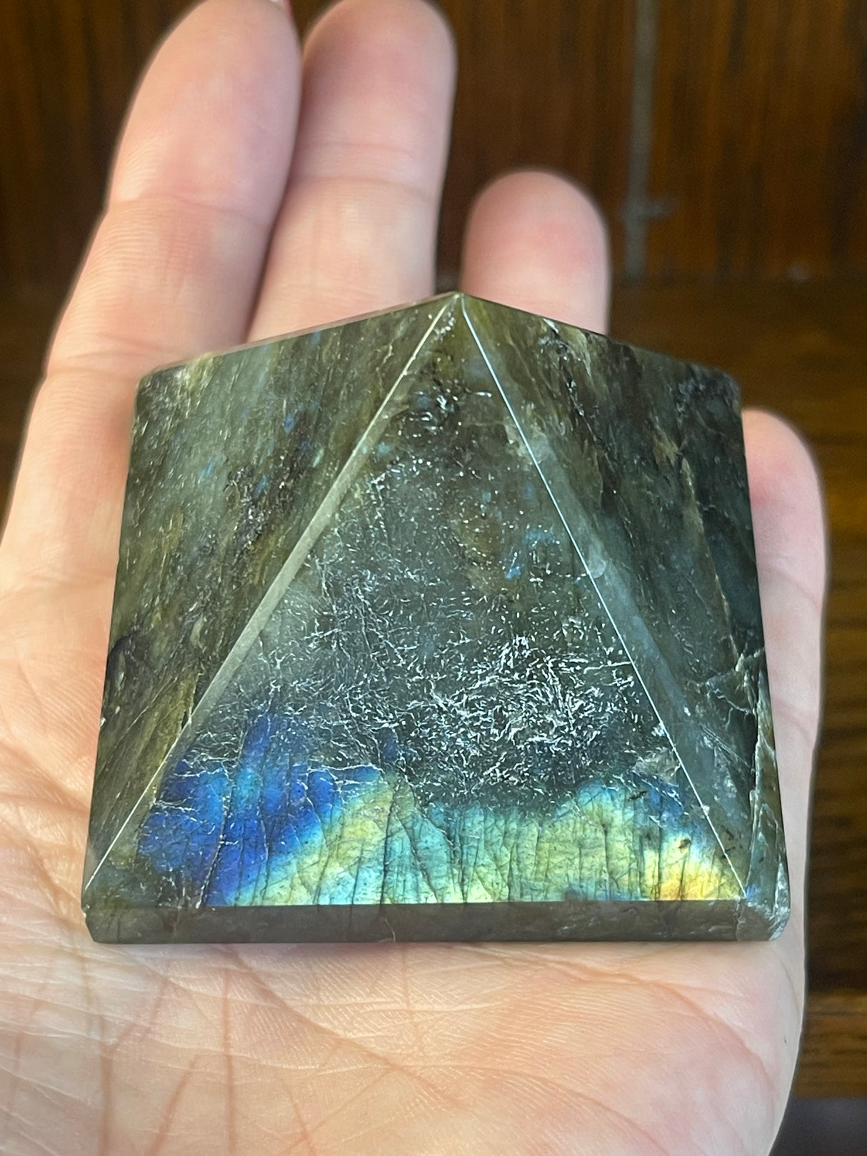 Labradorite Pyramid Carving 6cm #1 - Self Transformation. Protection.