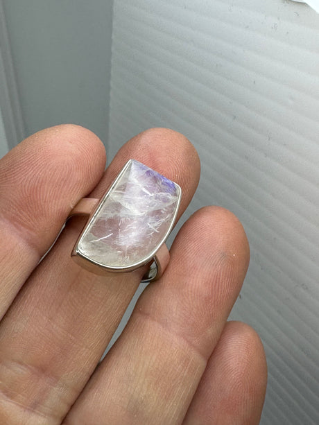 Rainbow Moonstone Silver Ring - Size 7 - “My mind is open to new possibilities and opportunities”.