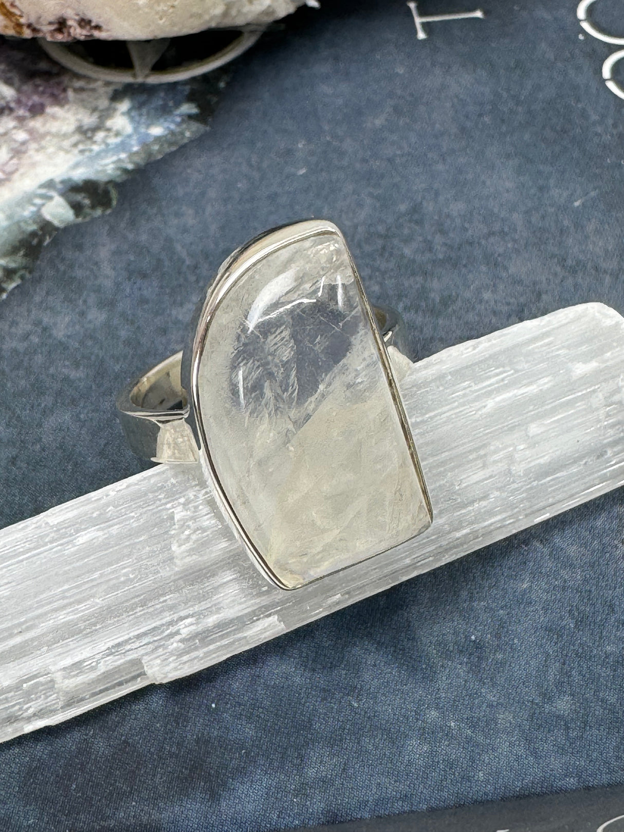 Rainbow Moonstone Silver Ring - Size 7 - “My mind is open to new possibilities and opportunities”.