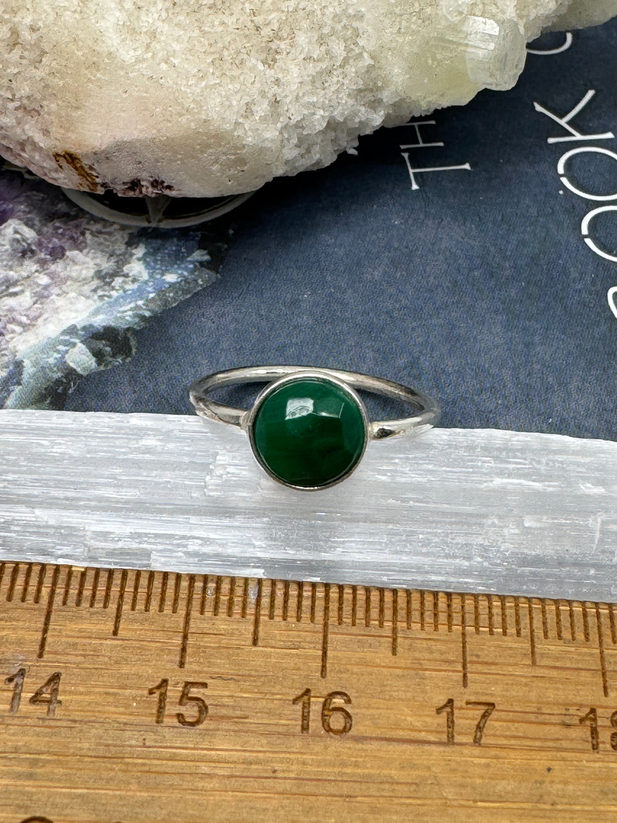 Malachite Sterling Silver Ring Size 7 - "I choose to radiate love, kindness, and positive energy."