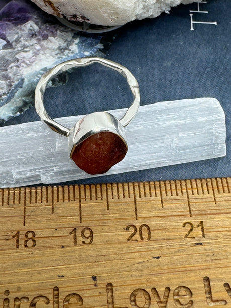 Carnelian Silver Rough Ring Size 7 - "I am full of creative energy and new ideas."