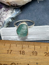 Aquamarine Rough Silver Ring Size 7 - “I clearly and calmly express my most authentic truth”.