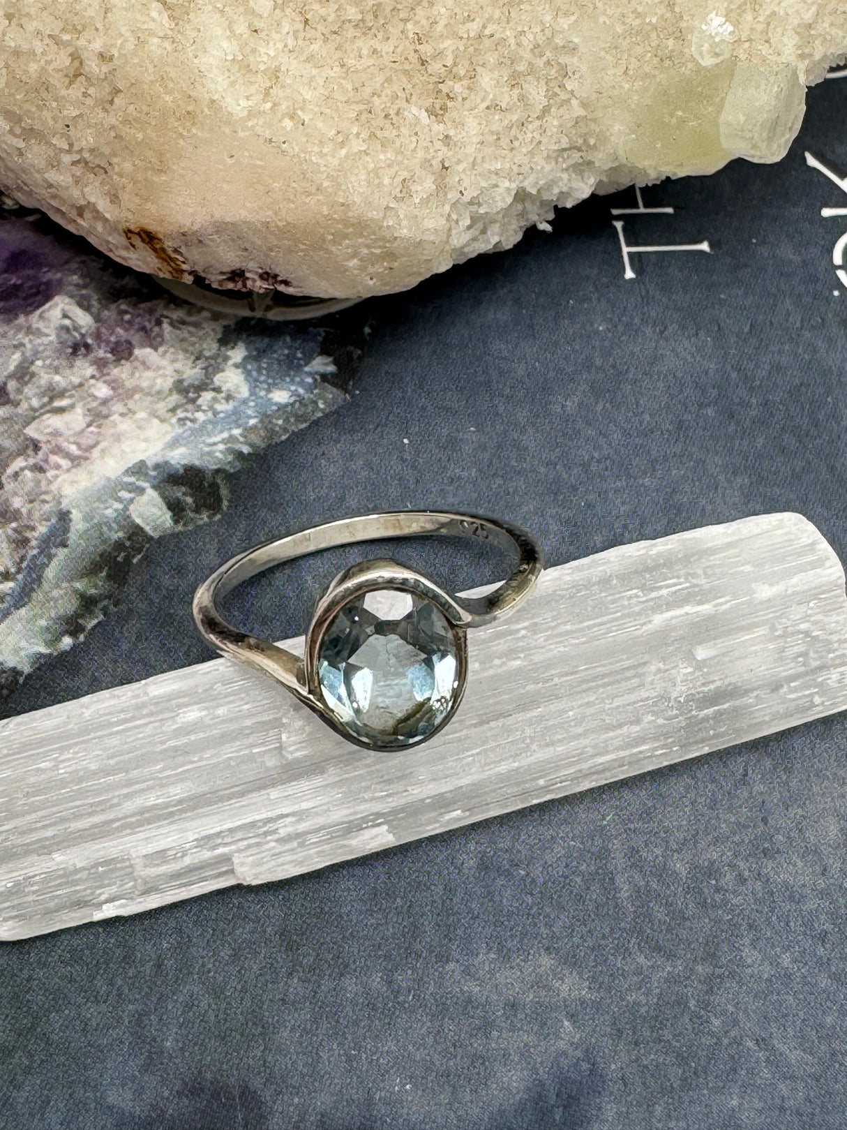 Blue Topaz Silver Ring Size 7 - "I communicate my thoughts with confidence and clarity."