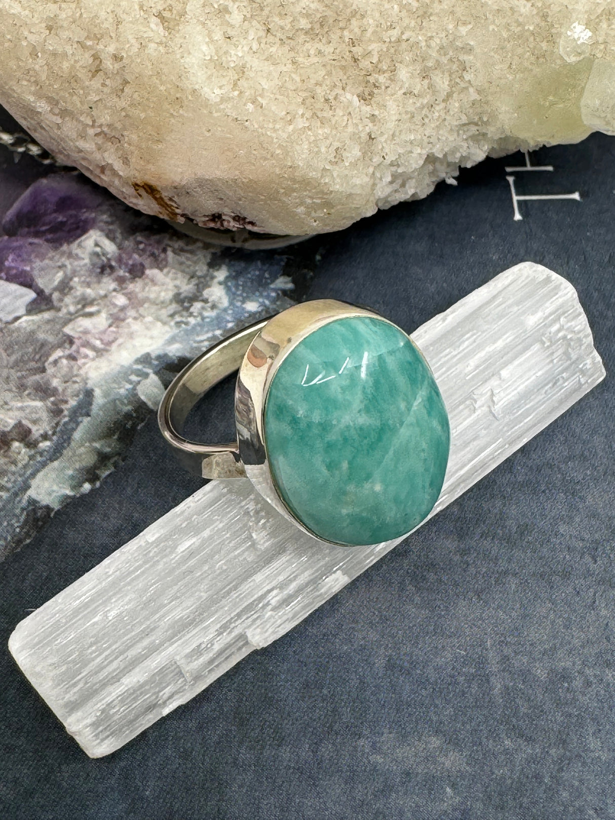 Amazonite Silver Ring Size 7 - "I speak my truth with courage and confidence."