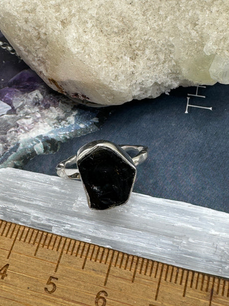 Black Obsidian Ring Size 7 -