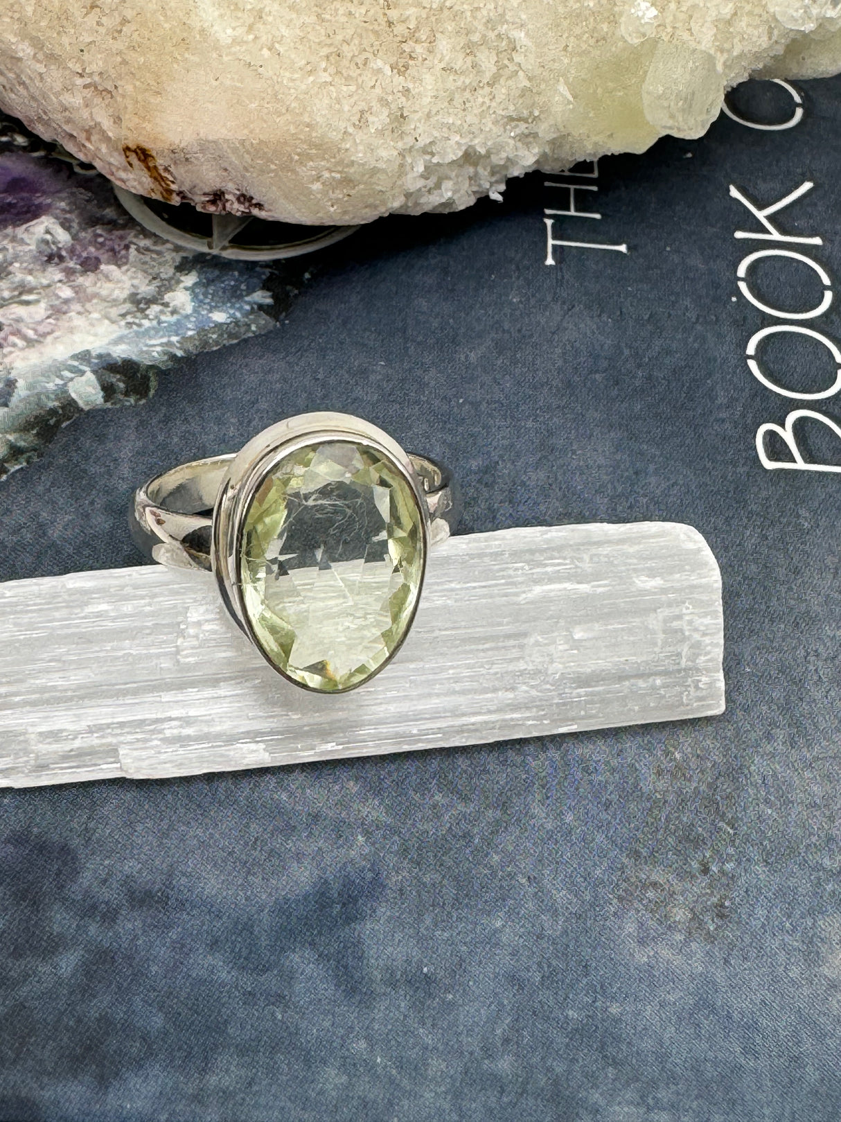 Green Amethyst Silver Ring Size 7 - “I trust my intuition and allow it to guide me each day”’ (Copy)