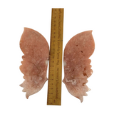 Pink Amethyst Wings Carving on Stand 524g - “ I am a strong and loving person”.